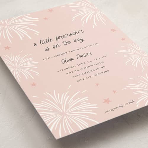 This is a cotton candy baby shower invitations with standard by Ilene Guy called americana printing on signature in standard