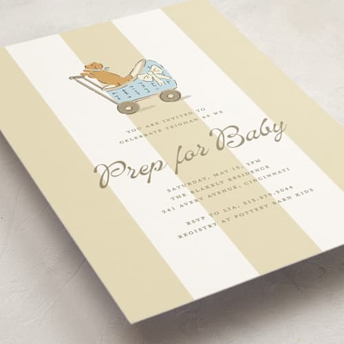 This is a marigold baby shower invitations with standard by Susan Zinader called preppy pup printing on signature in standard