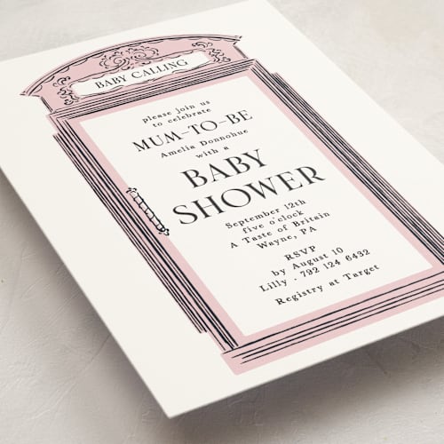This is a rosebud baby shower invitations with standard by Gwen Bedat called baby calling printing on signature in standard