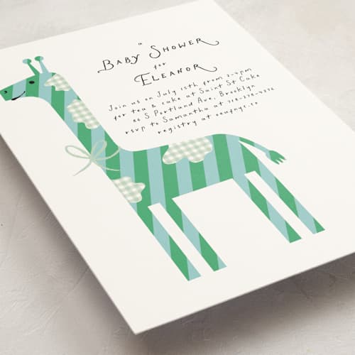 This is a earth baby shower invitations with standard by mo kelley called patterned giraffe printing on signature in standard