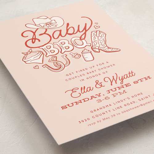 This is a cherry pie baby shower invitations with standard by Jessie Steury called cute country bbq printing on signature in standard