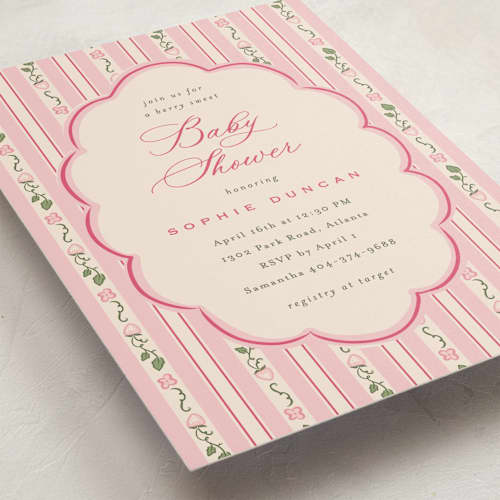 This is a berry baby shower invitations with standard by letterfix called very berry printing on signature in standard