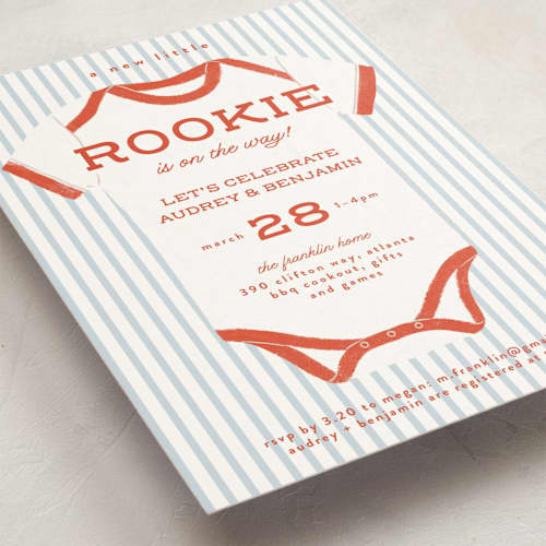 This is a cherry baby shower invitations with standard by Paper Raven Co. called rookie season printing on signature in standard
