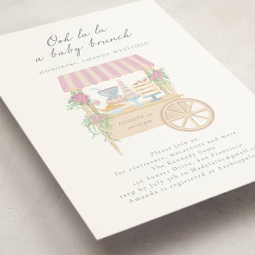 This is a melon baby shower invitations with standard by frau brandt called french style printing on signature in standard