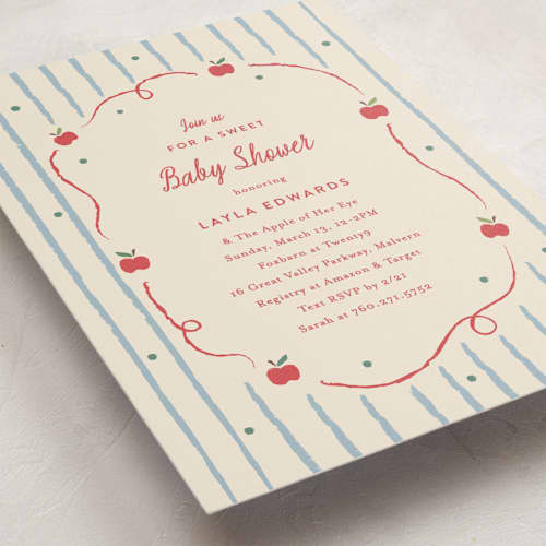 This is a picnic baby shower invitations with standard by Carolyn MacLaren called apple of my eye printing on signature in standard
