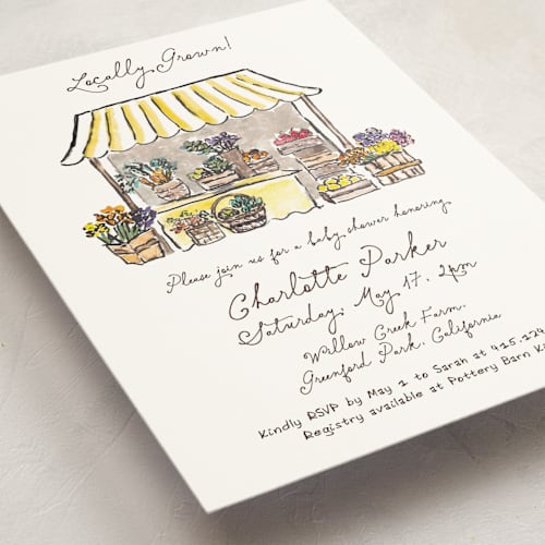 This is a lemon baby shower invitations with standard by Cass Loh called fresh from the garden printing on signature in standard