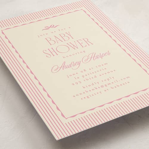 This is a taffy baby shower invitations with standard by Kristie Kern called la patisserie printing on signature in standard