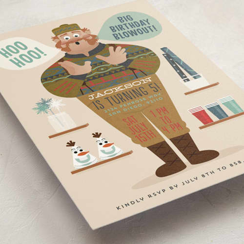 This is a birch kids birthday invitations with standard by Erica Krystek called disney's frozen big birthday blowout printing on signature in standard