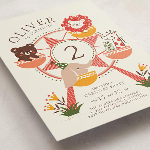 This is a apple kids birthday invitations with standard by Vivian Yiwing called little carnival printing on signature in standard