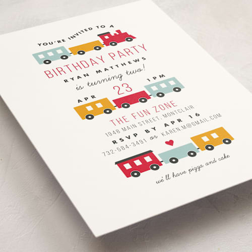 This is a fire hydrant kids birthday invitations with standard by Sandra Picco Design called birthday train printing on signature in standard
