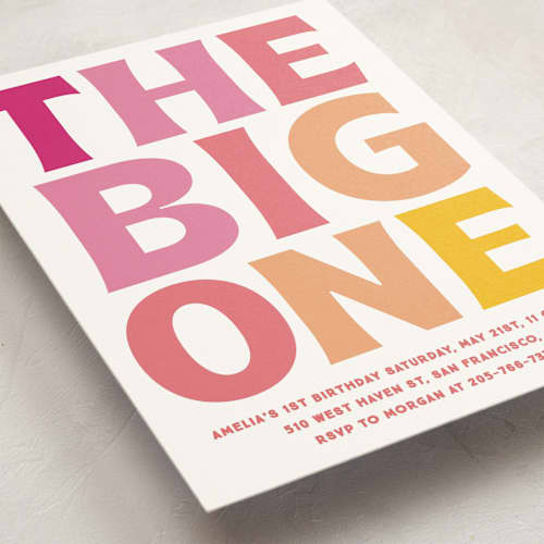 This is a rose kids birthday invitations with standard by Baumbirdy called the big one printing on signature in standard