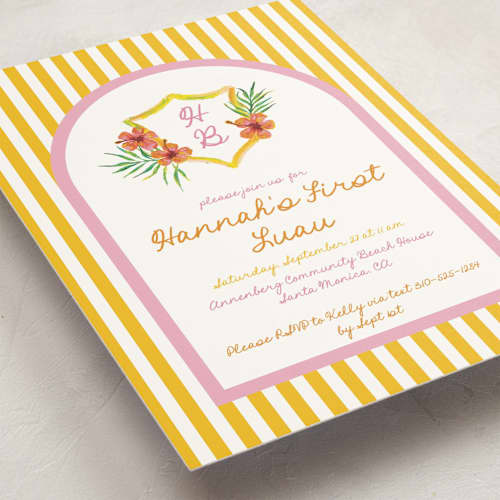 This is a lemon kids birthday invitations with standard by Claudia Orengo called beach club printing on signature in standard