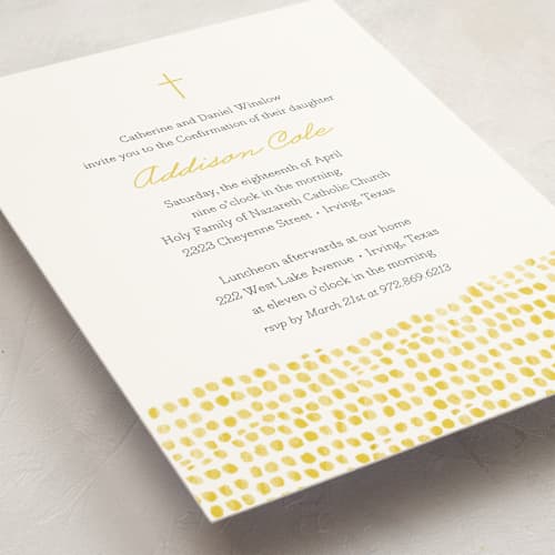 This is a sun confirmation invitations cards with standard by Ann Gardner called stepping stones printing on signature in standard