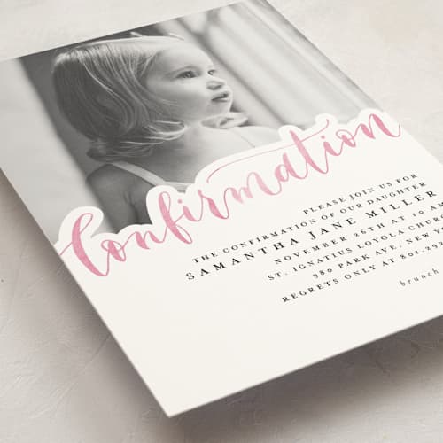 This is a poppy confirmation invitations cards with standard by Anastasia Makarova called shining confirmation printing on signature in standard