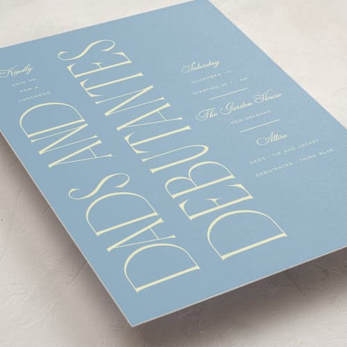 This is a hydrangea debutante party invitations with standard by Ashlee Townsend called dads and debutantes printing on signature in standard