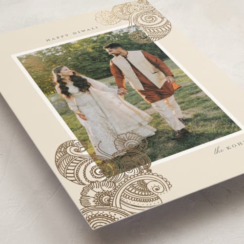 This is a chand diwali cards with foil pressed by Sejal Banker called henna dreams printing on signature in standard