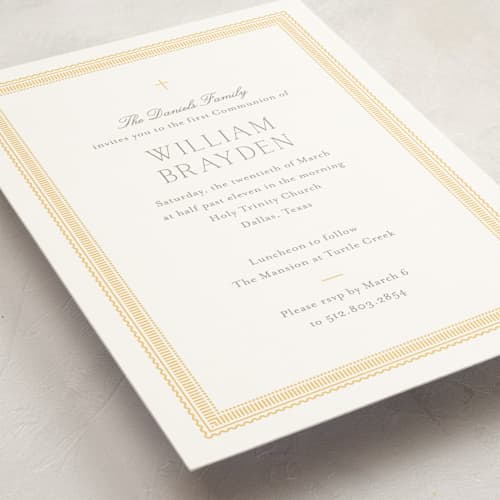 This is a melon communion invitations announcements with standard by Megan Davis called savannah printing on signature in standard