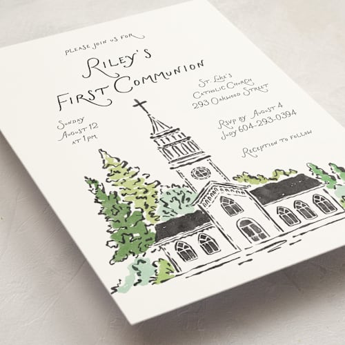 This is a pine communion invitations announcements with standard by Vivian Yiwing called church printing on signature in standard