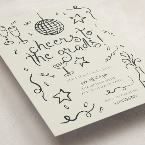 This is a chalkboard graduation invitations with standard by Kelly Watkins called new year cheer printing on signature in standard