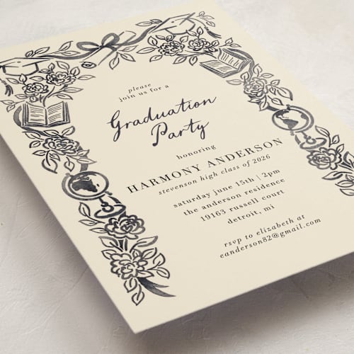 This is a ink graduation invitations with standard by Jamie Alexander called future in bloom printing on signature in standard