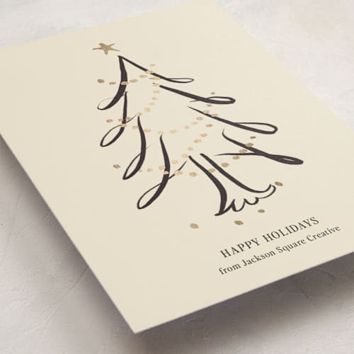This is a ink business holiday cards with foil pressed by Ani Somi called calligraphic christmas printing on signature in standard