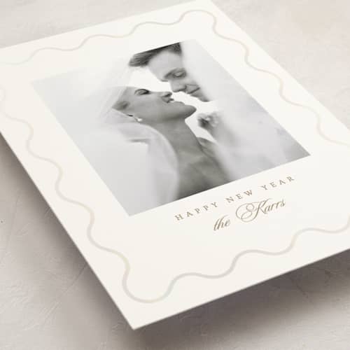 This is a pearl gloss press holiday cards with gloss press by Ana Sharpe called ethereal joy printing on signature in standard