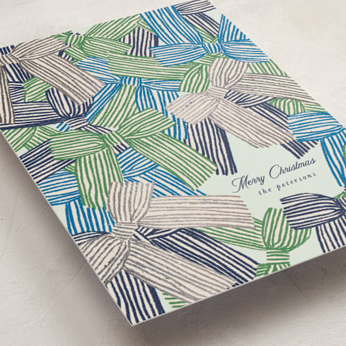 This is a lake foil pressed holiday cards with foil pressed by Anna Elder called bunch of bows printing on signature in standard