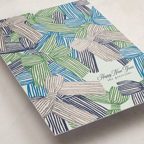 This is a lake foil pressed holiday cards with foil pressed by Anna Elder called bunch of bows printing on signature in standard