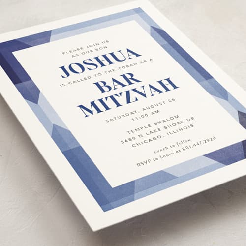 This is a cotton bar mitzvah bat mitzvah invitations with standard by Robert and Stella called modern star printing on signature in standard