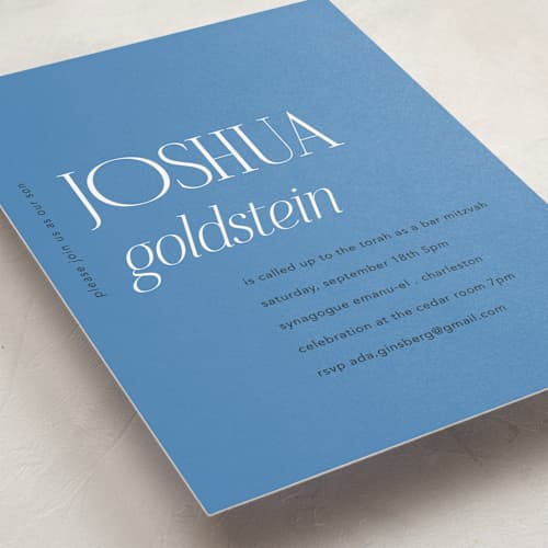 This is a lagoon bar mitzvah bat mitzvah invitations with standard by Morgan Kendall called modern classic printing on signature in standard