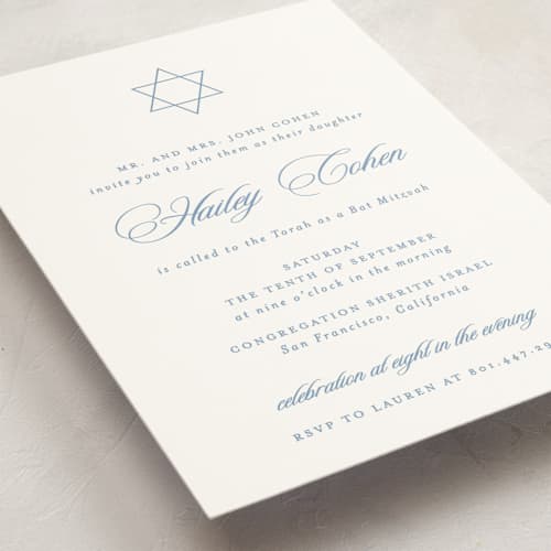 This is a sky bar mitzvah bat mitzvah invitations with standard by Creo Study called aristocratic printing on signature in standard