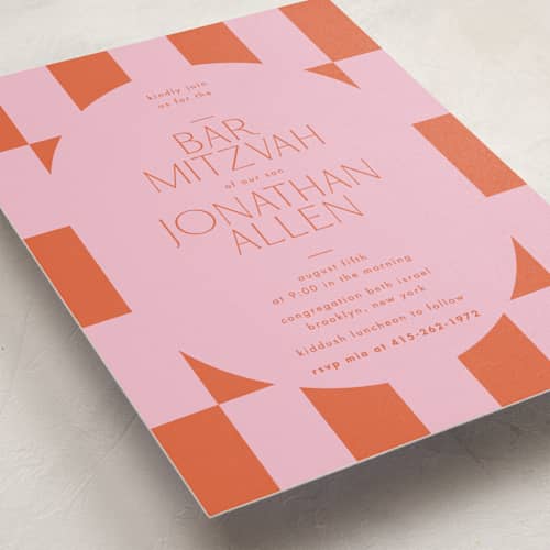 This is a cupcake bar mitzvah bat mitzvah invitations with standard by Blustery August called beech printing on signature in standard