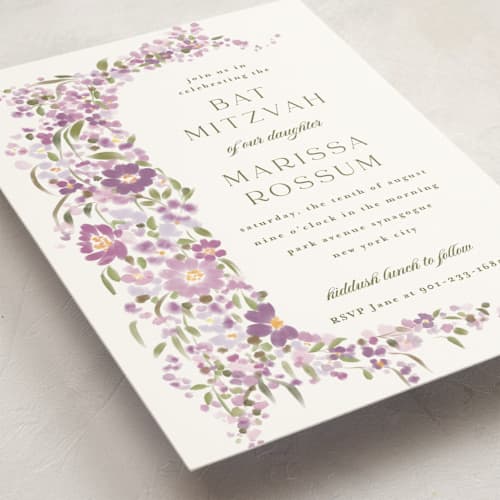 This is a merlot bar mitzvah bat mitzvah invitations with standard by Angela Marzuki called meander printing on signature in standard