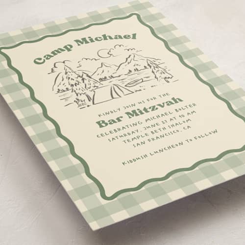 This is a sage bar mitzvah bat mitzvah invitations with standard by Creo Study called camp mitzvah printing on signature in standard