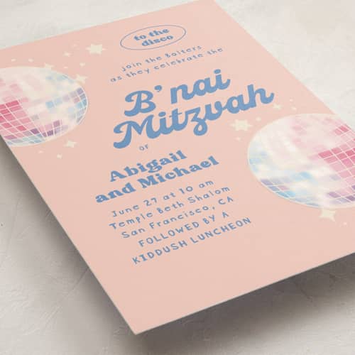 This is a candy bar mitzvah bat mitzvah invitations with standard by Creo Study called to the disco printing on signature in standard