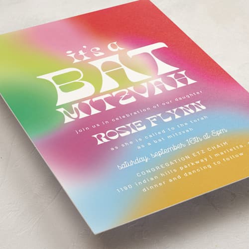 This is a fruit punch bar mitzvah bat mitzvah invitations with standard by Kelly Watkins called groovy printing on signature in standard