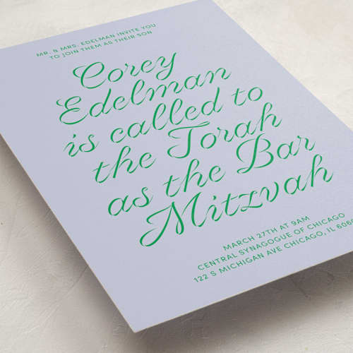 This is a verdant bar mitzvah bat mitzvah invitations with standard by Inkblot Design called torah tribute printing on signature in standard