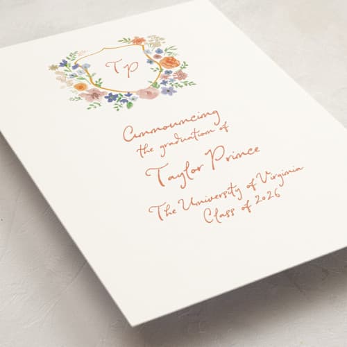 This is a hoos graduation announcements with standard by Cass Loh called wildflowers crest printing on signature in standard