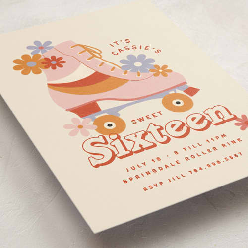 This is a blush sweet sixteen birthday party invitations with standard by Kiersten Garner called sweet rollin' printing on signature in standard