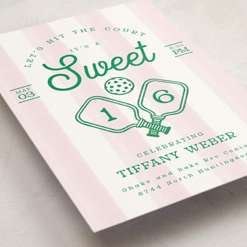 This is a petal sweet sixteen birthday party invitations with standard by Kiersten Garner called hit the court printing on signature in standard