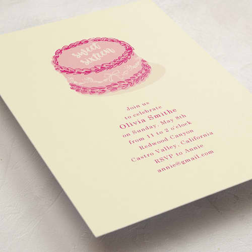 This is a cotton candy sweet sixteen birthday party invitations with standard by Baumbirdy called lambeth cake printing on signature in standard