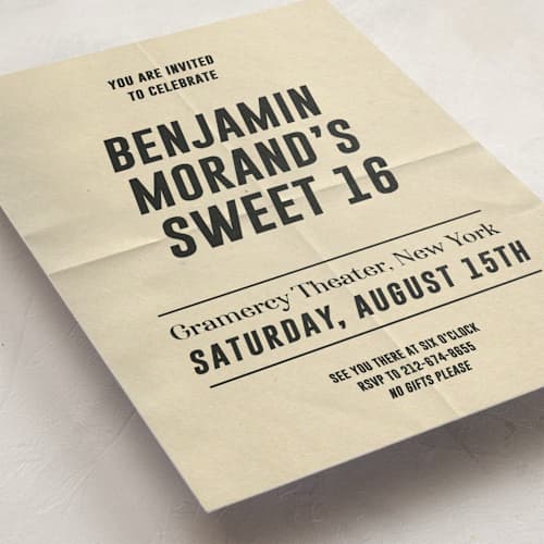 This is a ink sweet sixteen birthday party invitations with standard by Studio Suku called headliner printing on signature in standard