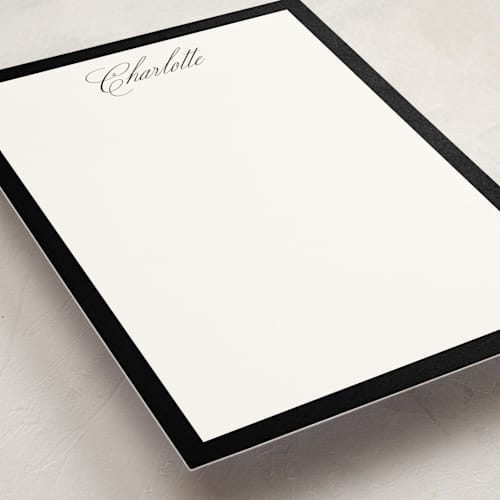 This is a onyx personalized stationery thank you cards with standard by Pixel and Hank called highline printing on signature in 5x7
