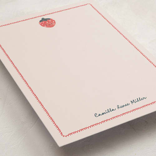 This is a candy personalized stationery thank you cards with standard by Summer Winkelman called strawberry printing on signature in 5x7