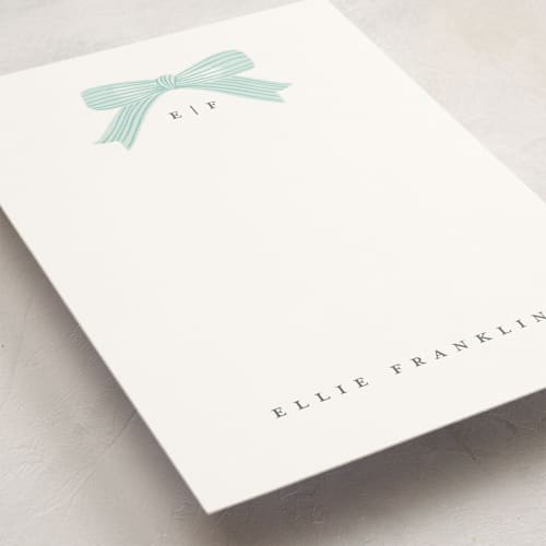 This is a robins egg personalized stationery thank you cards with standard by Paper Raven Co. called delicately printing on signature in 5x7