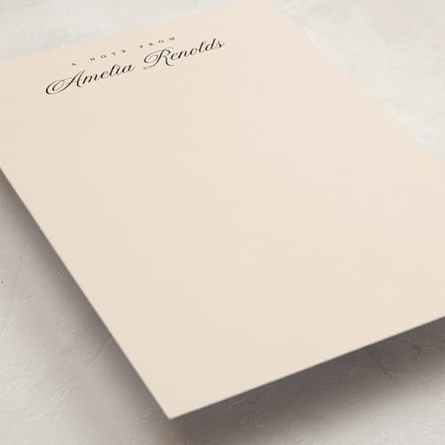 This is a cream personalized stationery thank you cards with standard by Pixel and Hank called minimal elegance printing on signature in 5x7