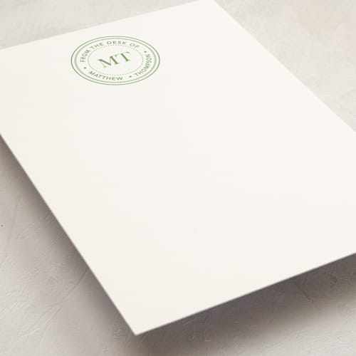 This is a grass personalized stationery thank you cards with standard by Amber Podratz called initials seal printing on signature in 5x7