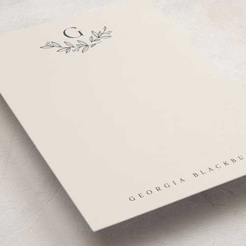 This is a midnight personalized stationery thank you cards with standard by Jessica Williams called lined laurels printing on signature in 5x7