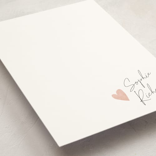This is a blush personalized stationery thank you cards with standard by Adelyn T. called signed heart printing on signature in 5x7