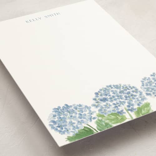 This is a sky personalized stationery thank you cards with standard by Lydia Carns called hydrangea love printing on signature in 5x7